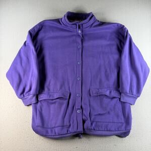 Vintage Westside Connection Purple Fleece Jacket L Button Front Striped Lined